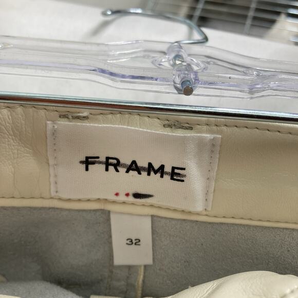 Frame Women's Ivory Recycled Leather High'N'Tight Straight Leg Pants Size 32 - Picture 5 of 14